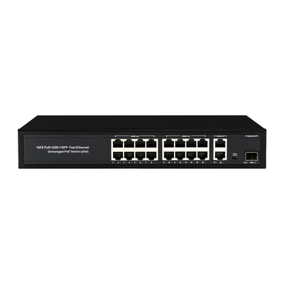 کیفیت  16 Port 10/100M CCTV POE Switch 1 SFP Cage Gigabit Network Uplink AC220V کارخانه