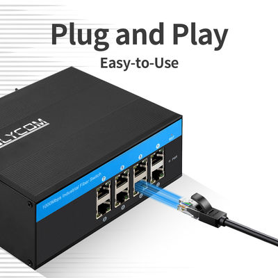 8 پورت PoE Ethernet Switch شبکه صنعتی غیر مدیریت شده 120W / 240W DC48V IP40