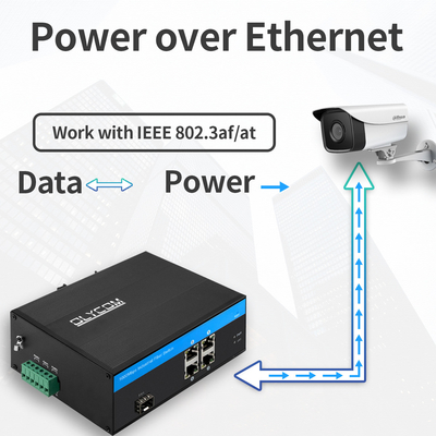 گگابیت 5 پورت اترنت POE فابر سوئیچ 120W بودجه غیر مدیریت شده SFP صنعتی