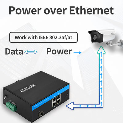سوئیچ صنعتی گیگابیت PoE 5 پورت فیبر گیگابیت 120 وات قدرت بودجه SFP اسلات غیر مدیریت شده CE