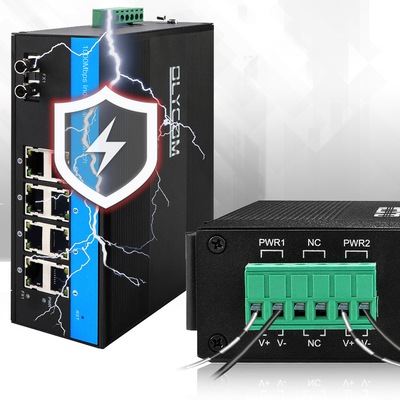 سوئیچ مدیریت شده PoE صنعتی 8 پورت ST شبکه فیبر گیگابیت غیر مدیریت شده CE FCC IP40