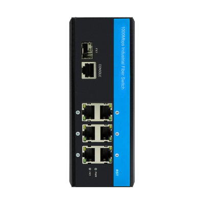 7 پورت مدیریت فیبر اترنت Din Rail سوئیچ گیگابیتی DC12V پشتیبانی از CLI SNMP