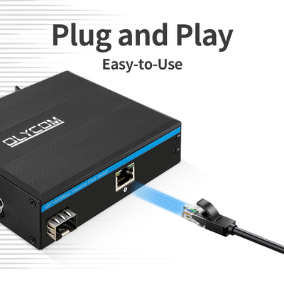DC48V POE مبدل رسانه های صنعتی 100/1000M خود سنجی 2 پورت PSE 15.4W 30W