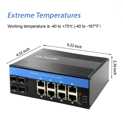 OLYCOM PoE Network Switch 8 Port 240W بودجه صنعتی گیگابیت اترنت CE FCC