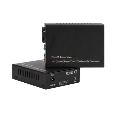 Mini Single Core 100/1000M Unmanaged Media Converter Single Mode Black