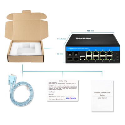سوئیچ PoE مدیریت شده صنعتی 8 پورت L2 مبتنی بر بودجه 240W پشتیبانی 1G 2.5G حلقه فیبر