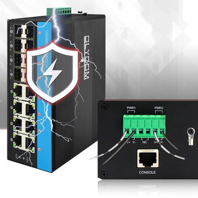 16 پورت گیگابیت مدیریت شده PoE سوئیچ 802.3at استاندارد 8 اسلات SFP نوری 240W بودجه