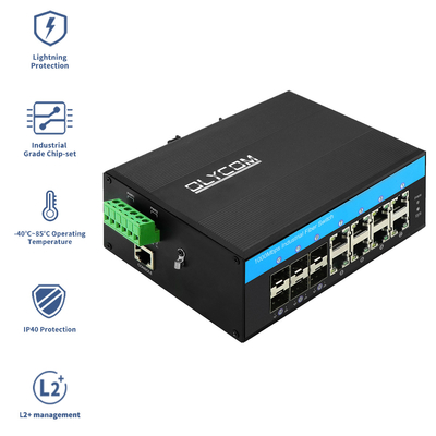 سوئیچ صنعتی مدیریت شده گیگابیت اترنت 1G / 2.5G اسلات های SFP نوری ERPS حلقه IP40