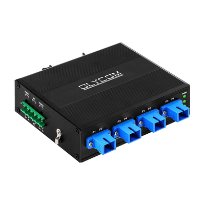 4 پورت OPTICAL BYPASS SWITCH SC/UPC CONNECTOR SIMPLEX 1310/1550NM DC24V DIN نصب شده