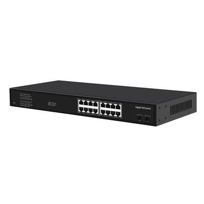 16 پورت گیگابیت پیو سوئیچ 300 وات بودجه VLAN غیر مدیریت شده 250 متر فاصله فیبر SFP