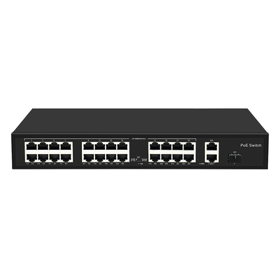 24 پورت 10/100M POE سوئیچ گیگابیت فیبر نوری Uplink AC Rack مدیریت نشده بودجه 300W