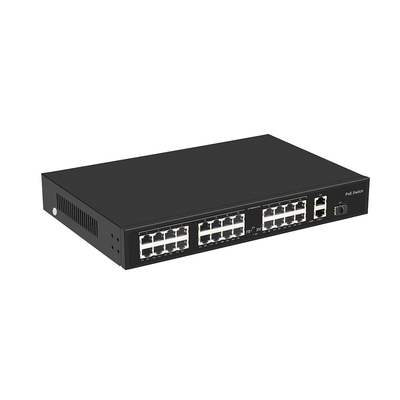 24 پورت 10/100M POE سوئیچ گیگابیت فیبر نوری Uplink AC Rack مدیریت نشده بودجه 300W
