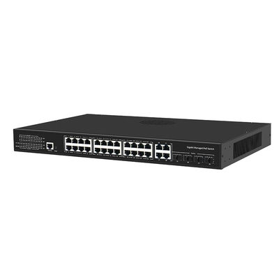 24 پورت PoE سوئیچ گیگابیت مبتنی بر L2 L3 هوشمند مدیریت بودجه 300W با SFP Uplink 1U Rack