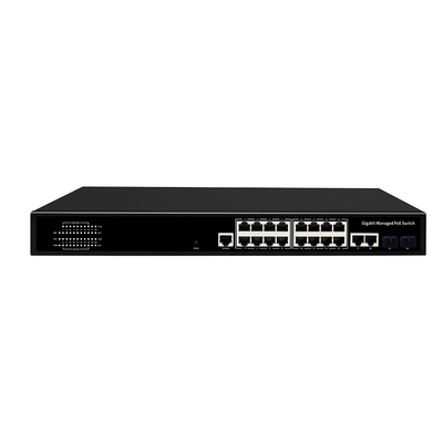 16 پورت گیگابیت مدیریت شده PoE سوئیچ تجاری 1U Rack 300W با 2 SFP / RJ45 Uplink