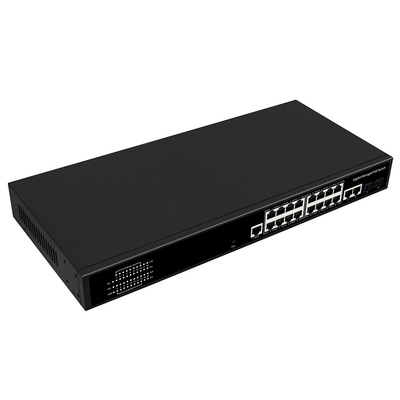 16 پورت گیگابیت مدیریت شده PoE سوئیچ تجاری 1U Rack 300W با 2 SFP / RJ45 Uplink