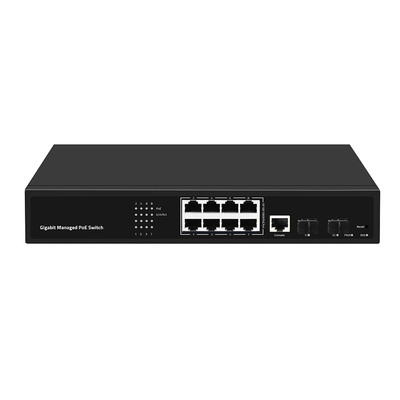 8 پورت PoE Vlan مدیریت شده گگابیت فیبر سوئیچ ریالتک چیپ 120 وات ورودی بجت AC