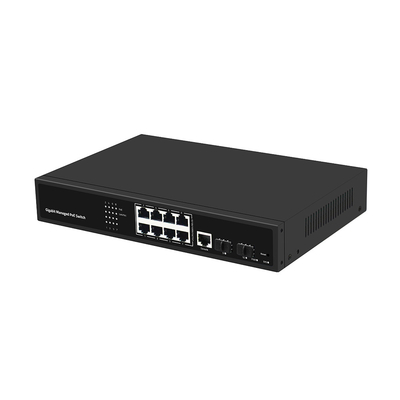 8 پورت PoE Vlan مدیریت شده گگابیت فیبر سوئیچ ریالتک چیپ 120 وات ورودی بجت AC