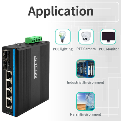 سوئیچ POE غیر مدیریت شده صنعتی 4 پورت 100Mbps شبکه فیبر SFP 15.4W/30W استاندارد