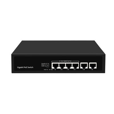 سوئیچ PoE گیگابیتی ۶ پورت با برد ۲۵۰ متر، VLAN، بودجه توان ۶۰ وات، ورودی ۲۲۰ ولت