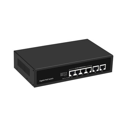 سوئیچ PoE گیگابیتی ۶ پورت با برد ۲۵۰ متر، VLAN، بودجه توان ۶۰ وات، ورودی ۲۲۰ ولت