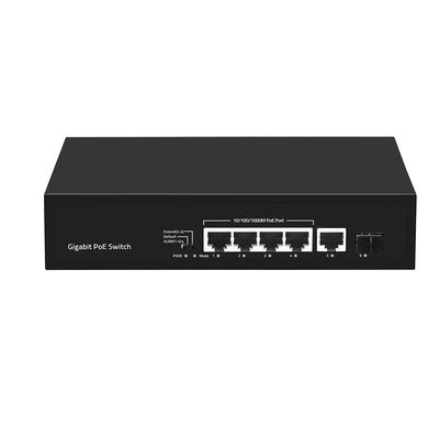 4 پورت Gigabit Fiber Switch PoE Af/At 60W با 1 SFP/Copper Uplink درجه تجاری CE