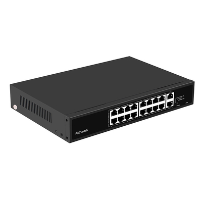 16 پورت PoE سوئیچ 10/100M اترنت با 2 SFP / RJ45 Uplink برای دوربین های مدار بسته بودجه 300W
