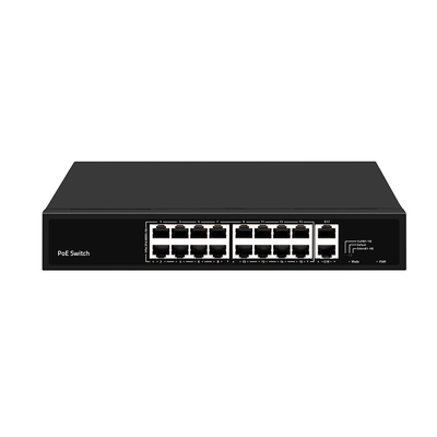 16 پورت PoE سوئیچ 10/100M اترنت با 2 SFP / RJ45 Uplink برای دوربین های مدار بسته بودجه 300W