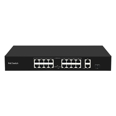16 پورت 250 متر PoE سوئیچ PoE Af/At 10/100M پشتیبانی از حالت VLAN بودجه 300W