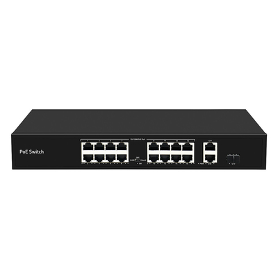 16 پورت PoE Af / At CCTV Poe Switch 10/100M پشتیبانی از VLAN 250m حالت بودجه 300W