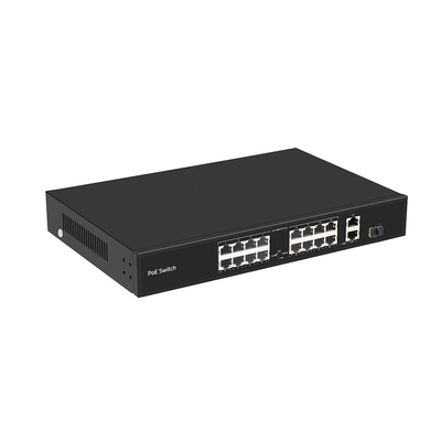 16 پورت PoE Af / At CCTV Poe Switch 10/100M پشتیبانی از VLAN 250m حالت بودجه 300W