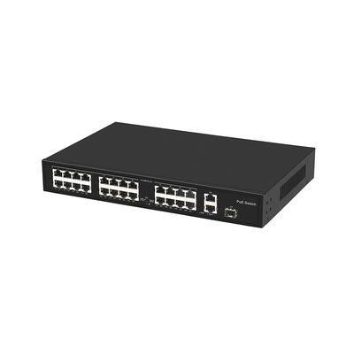 24 پورت فایبر نوری Ethernet Switch 10/100M 300W بودجه 802.3at سازگار