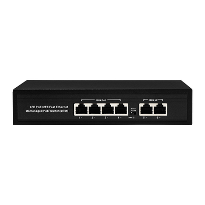 OEM ODM Fast Ethernet 10/100mbps 4 پورت Poe Switch با 2 پورت شبکه Uplink