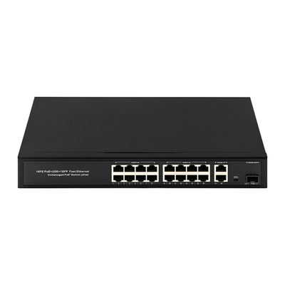 OEM/ODM 16 پورت 10/100mbps PoE Switch با گیگابیت Uplink 1SFP Port 300W قدرت داخلی