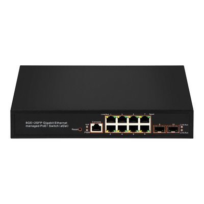 8 پورت گیگابیت مدیریت شده PoE سوئیچ SFP فیبر نوری 120W بودجه AC ورودی ریالتک تراشه