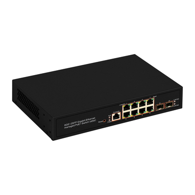 8 پورت گیگابیت مدیریت شده PoE سوئیچ SFP فیبر نوری 120W بودجه AC ورودی ریالتک تراشه