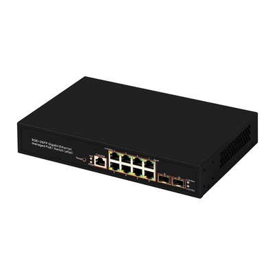 8 پورت گیگابیت مدیریت شده PoE سوئیچ SFP فیبر نوری 120W بودجه AC ورودی ریالتک تراشه