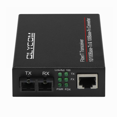 10/100mbps رسانه فیبر نوری گیرنده 1310nm رسانه تبدیل MM 2km