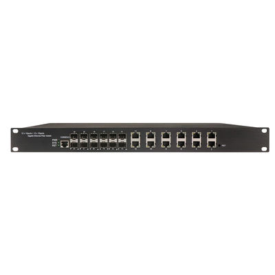1U Rack Mount Industrial Managed POE Switch با 12 پورت RJ45 + 12 پورت SFP و POE 340W