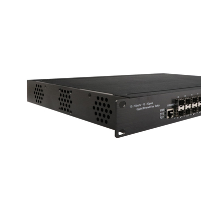 1U Rack 24 پورت گیگابیت L2 مدیریت شده سوئیچ POE شبکه صنعتی با 12 RJ45 + 12 SFP