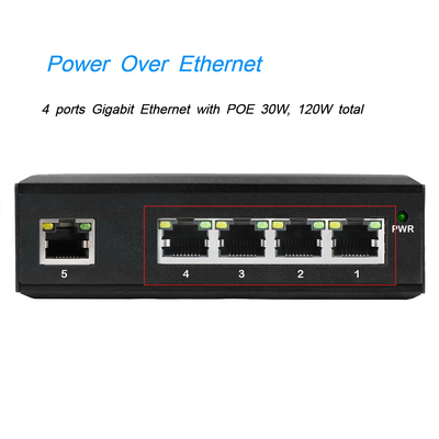 4-پورت POE تقویت کننده ولتاژ DC12-48V ورودی برای انرژی خورشیدی با 1 پورت شبکه uplink Switch