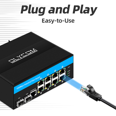 10 پورت گیگابیت 10/100/1000mbps L2 مدیریت POE سوئیچ با 2 Sfp برای فضای باز