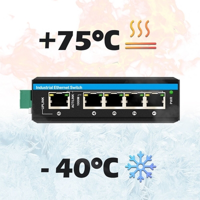 5 پورت تقویت کننده ولتاژ گیگابیت 12-48VDC ورودی سوئیچ شبکه صنعتی POE