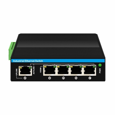5 پورت تقویت کننده ولتاژ گیگابیت 12-48VDC ورودی سوئیچ شبکه صنعتی POE