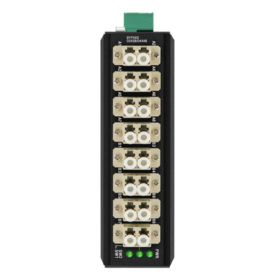 OM-FBS-44-MLC MULTIMODE OPTICAL BYPASS MODULE 8 پورت LC CONNECTOR DIN نصب شده 12 ولت 24 ولت