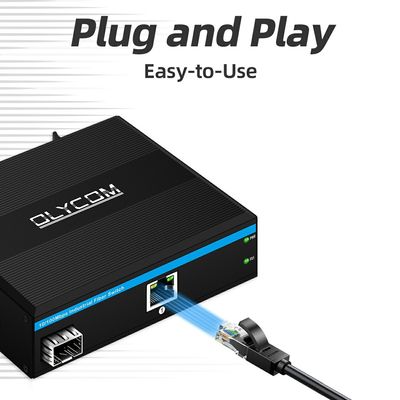 مبدل رسانه فیبر SFP 10 100Mbps بدون مدیریت نصب شده روی ریل DIN، محفظه کوچک دیواری