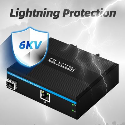 مبدل رسانه فیبر SFP 10 100Mbps بدون مدیریت نصب شده روی ریل DIN، محفظه کوچک دیواری