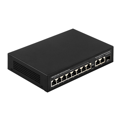 120 وات سوئیچ POE غیر مدیریت شده 8 PoE 10/100/1000Mbps + 2 LAN 10/100/1000Mbps + 1SFP 100/1000M
