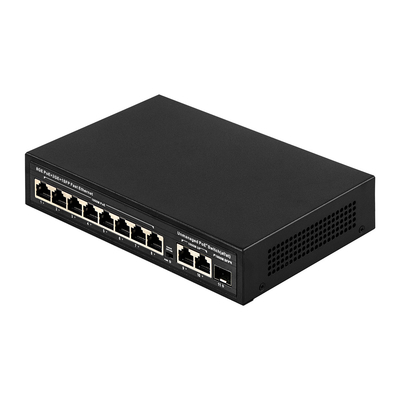 120 وات سوئیچ POE غیر مدیریت شده 8 PoE 10/100/1000Mbps + 2 LAN 10/100/1000Mbps + 1SFP 100/1000M