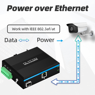 مترجم رسانه PoE صنعتی گیگابیت اترنت 30W 48V خروجی دین ریل غیر مدیریت شده