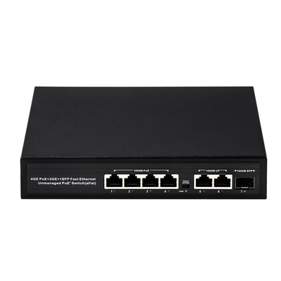 1000Mbps 4*RJ45+2 پورت اپلینک +1*SFP Network گگابیت POE Switch گگابیت غیر مدیریت شده Ethernet Fiber Switch